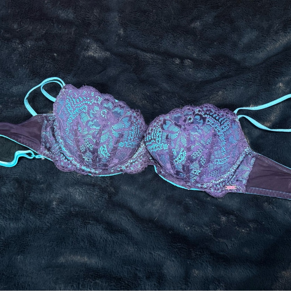 *PINK* Blue/Purple Lacey Push-Up Bra / 34C